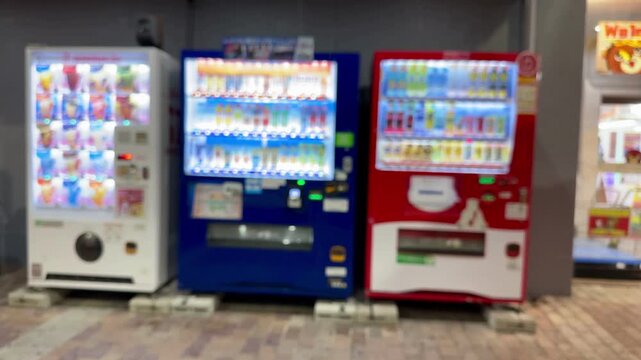 Cinematic  Night POV Passing a Japanese Vending Machine 01