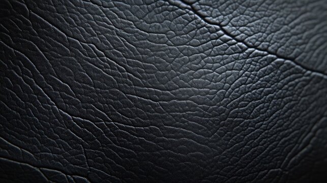 close-up of black leather texture with fine wrinkles and subtle sheen conveying sleek, moody sophistication