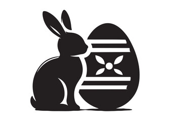 easter bunny egg logo silhouette vector, easter eggs silhouette vector illustration, easter bunny silhouette  egg logo, animals easter bunny with egg logo silhouette design on white background