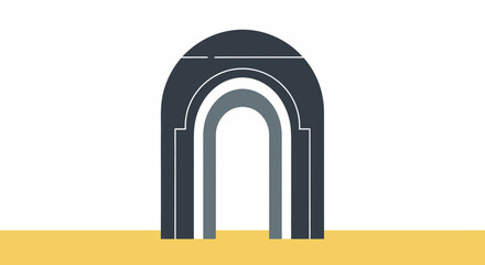 Fototapeta premium Minimal Tomb Arch Flat Vector Illustration with Three Colors