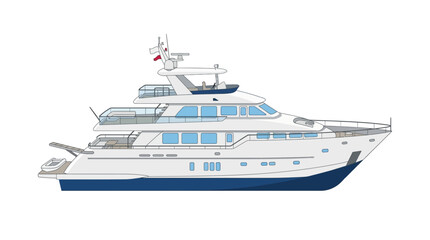 Obraz premium Luxury Motor Yacht on White Background