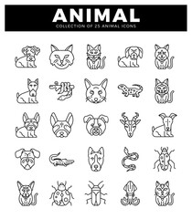 Fototapeta premium animal icons in outline style on a white background.