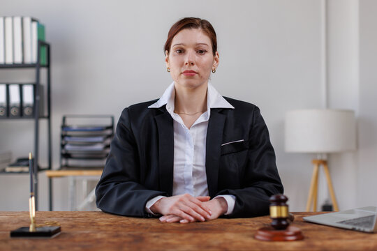 Law Honest officer or lawyer refuses to take bribes from criminals. Business woman refusing to accept wages or bribes.