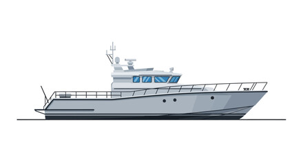 Fototapeta premium Modern motor yacht, side view, illustration