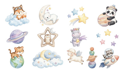 Cute watercolor galaxy © maria