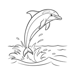 Vector dolphin jumping out of water illustration © Efthaqur