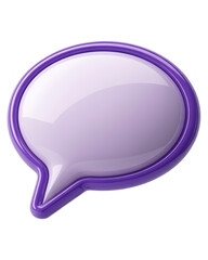 Empty speech bubble, glossy purple 3D icon for chat and messaging