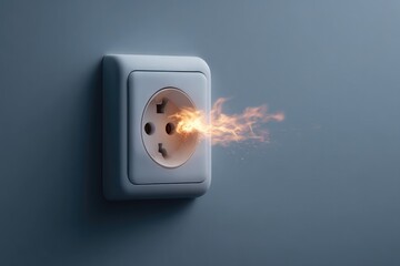 Flames erupt from electrical outlet, creating dramatic and alarm