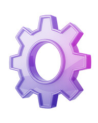 Gradient Purple 3D Gear Icon Isolated on White Background