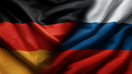 german and russian flag waving together. relations between germany and russia