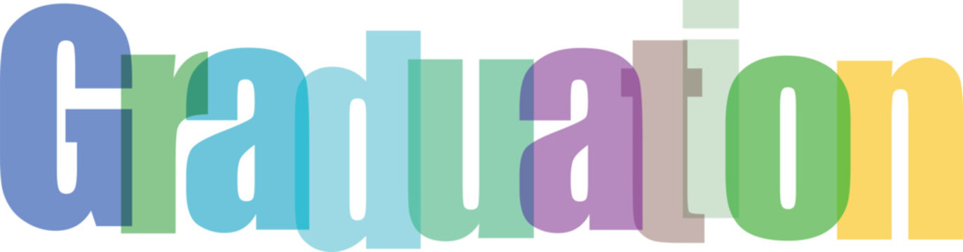 Colorful Overlapping Lettering Graduation Text Vector Graphic