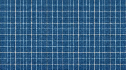 Dark navy blue grid check woven fabric textile pattern with white stitching