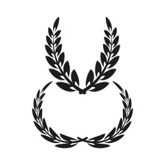 Obraz premium Wheat wreath icon. Cereal branch frame. Agriculture award Vector. Black harvest symbol.
