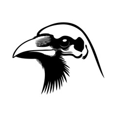 Dibujo sencillo con líneas de la cabeza de un cuervo visto de perfil  © teracreonte