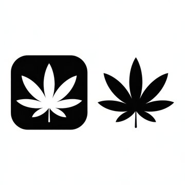 Cannabis leaf icon and marijuana symbol isolated on white background