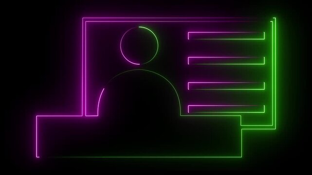 Neon green and pink color identification card icon. Id card icon for apps and web sites. ID Card Icon - User With Identity Profile icon illustration.