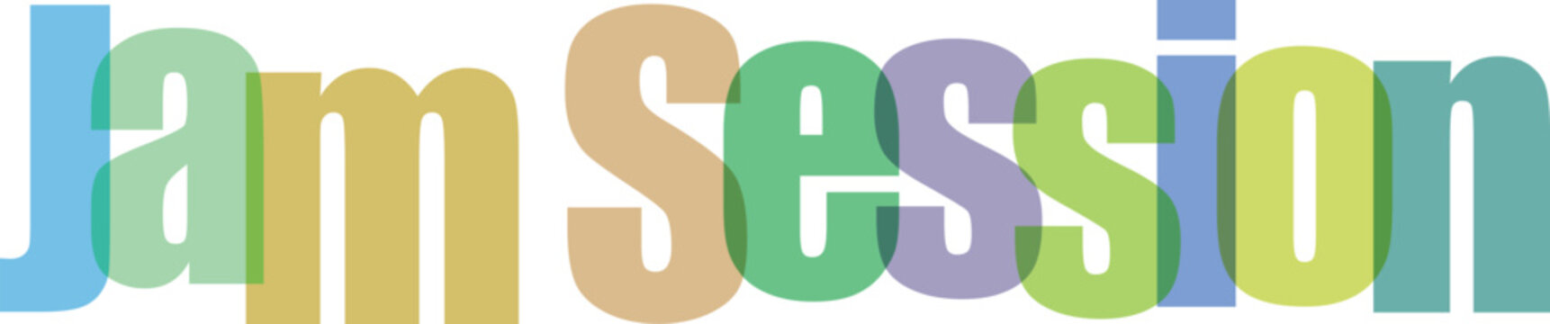 Colorful Overlapping Jam Session Text Isolated on White Background