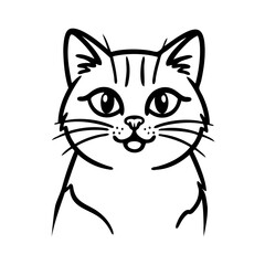 Dibujo sencillo con líneas de la cabeza de un gato simpático  © teracreonte