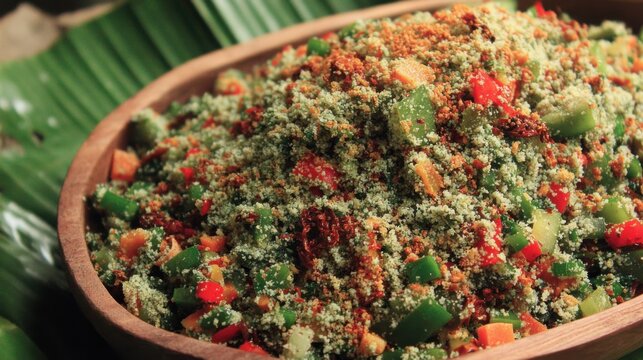 Vibrant Platter of Urap Sayur, a Traditional Indonesian Blanched Vegetable Dish.