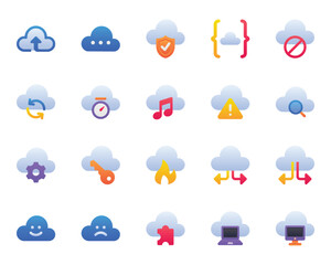 Gradient color icons set for Cloud computing