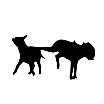 Silhouette of Donkey Kick on white background.