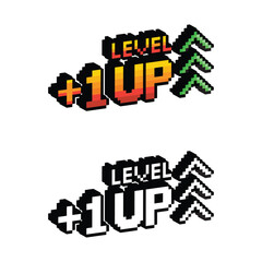 isometric pixel art level up arrow 8 bit vector icon for computer game, logo