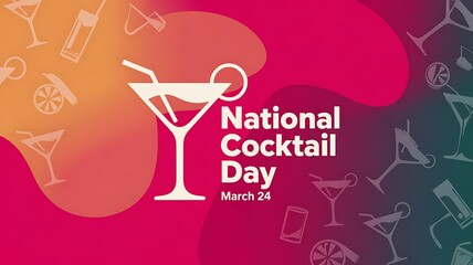Obraz premium National Cocktail Day Celebration with Martini Glasses and Abstract Background on March 24