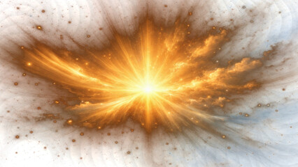 Bright Orange and Yellow Fractal Explosion with Starburst Effect © Muhammad