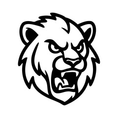 Dibujo sencillo con líneas de la cabeza de un león macho enojado © teracreonte