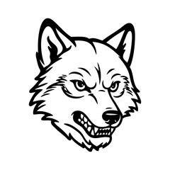 Dibujo sencillo con líneas de la cara de un lobo enojado © teracreonte