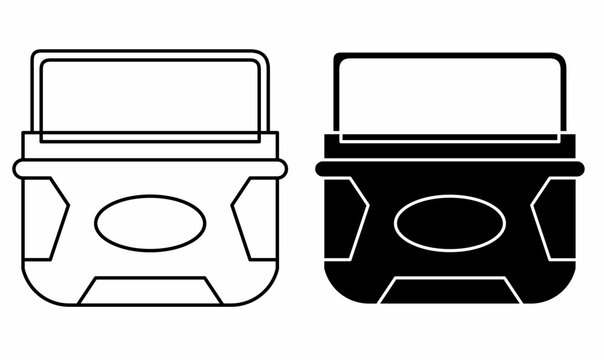 cooler, portable ice chest, ice box, cool box,chilly bin, or esky. icon set in outline silhouette. vector illustration