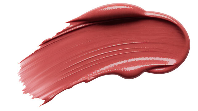 Smear of reddish brown lipstick on white background isolated on a transparent background