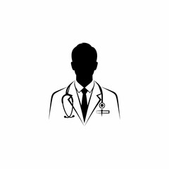 Fototapeta premium Doctor Silhouette with Stethoscope and Lab Coat.