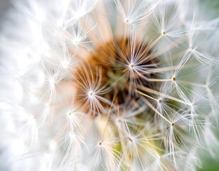 Obraz premium Dandelion Seeds Dispersing in Nature Closeup.