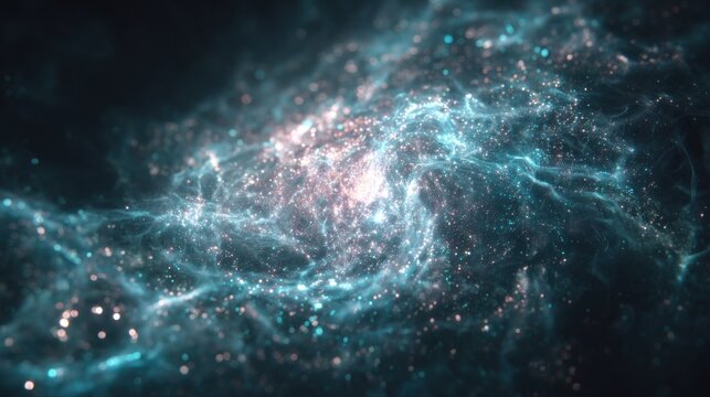 Stellar core simulation displaying fusion reactions, a vibrant nebula with glowing stars and cosmic energy flows.