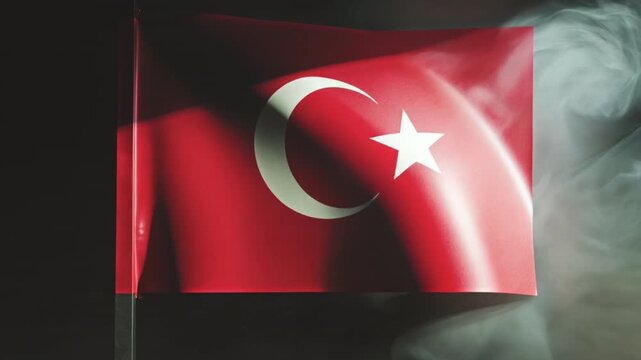 Turkey Waving with Dramatic Smoke &ndash; Patriotic Background