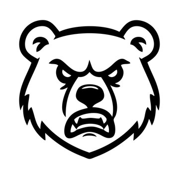 Dibujo sencillo con l&iacute;neas de la cabeza de un oso pardo enojado