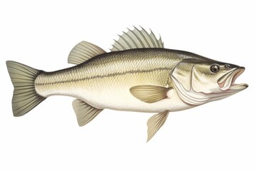 Fototapeta premium Largemouth bass illustration showing freshwater game fish for fishing concepts
