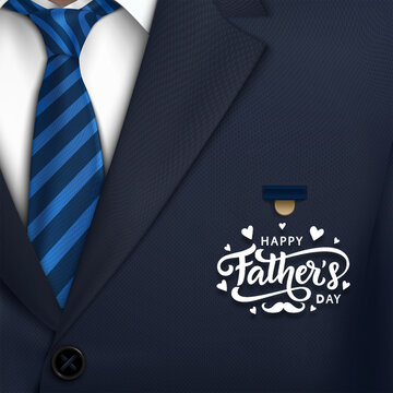 Happy Father's Day Elegant Suit and Blue Tie Background &ndash; Stylish Dad Greeting Design