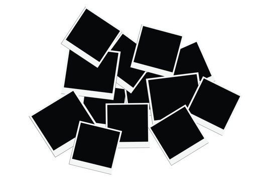 Polaroid photo frame collage vector. Scattered instant picture mockup template. Empty photo placeholders for memories, scrapbook and social media design