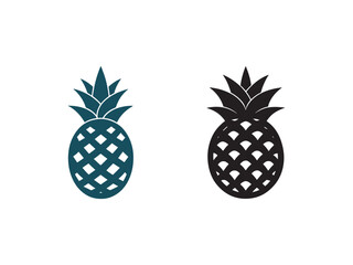 Obraz premium Pineapple icons in teal and black color on white background fruit symbols for design and decoration