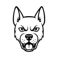 Dibujo sencillo con líneas de la cara de un perro enojado © teracreonte