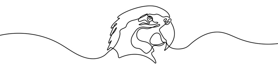 Parrot head in one line art style. Drawing of an exotic bird with editable black stroke © Erik