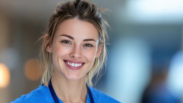 Smiling Medical Professional: A close-up shot of a healthcare provider radiates warmth and reassurance. The image conveys the essence of care. 