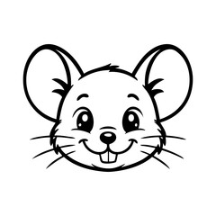Dibujo sencillo con líneas de la cabeza de un ratón simpático © teracreonte