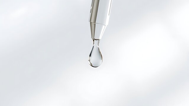 sedition. A single clear droplet falling from a glass dropper, studio lighting, clean aesthetic. bar promotions, beverage menus, designed for product packaging and bar promotions.