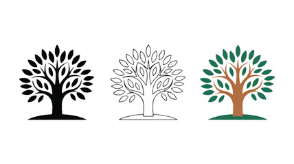 Obraz premium A minimalist illustration of three stylized trees arranged horizontally (2)_traced
