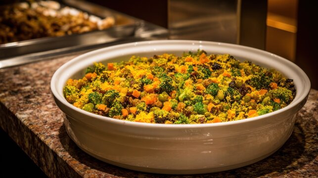 Ceramic Dish of Savory Urap Sayur Mixed Vegetables, A Hearty and Healthy Indonesian Culinary Delight