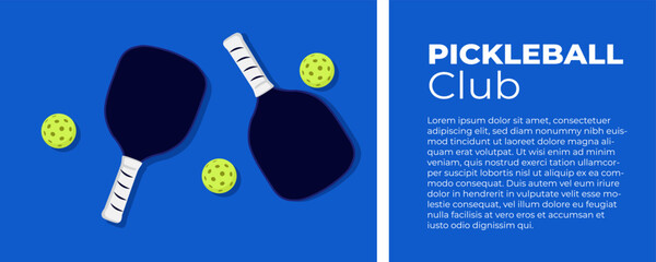 Pickleball paddles and balls for club header banner