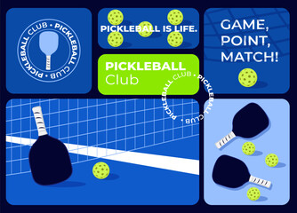 Pickleball club playing game point match concept